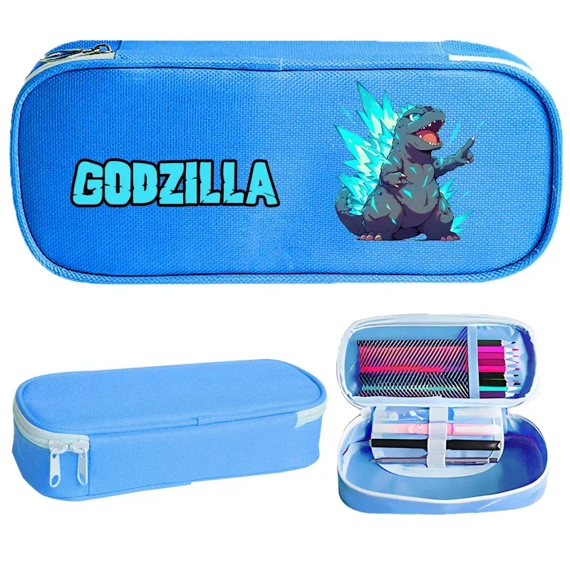 Godzilla Kong Student Pencil Case Cute Anime Film Cartoon Print Pen Bag Children Go School Stationery Portable Storage Bag Gifts