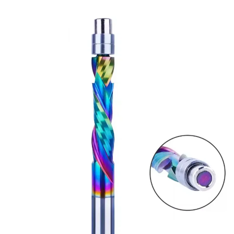 1pc DLC Coating Solid Carbide Bearing Guided Milling Cutters 2 Flutes Spiral Flush Trim 6MM/6.35MM/8MM Woodworking Trimmer Bit