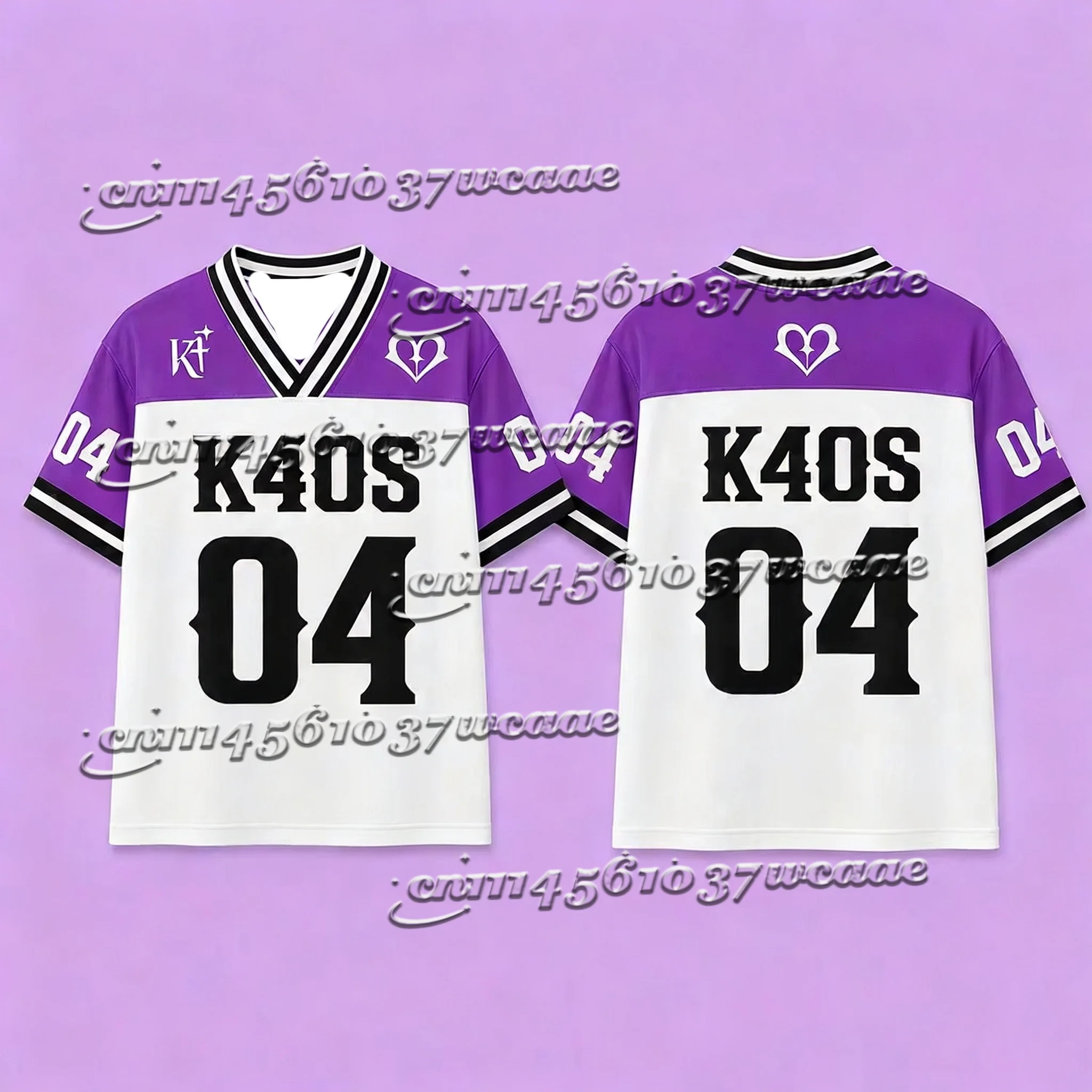 Camiseta Deportiva de Fútbol Americano K4OS 04 Morada 2026 para Niños, Cuello en V, Talla Grande, para Niños y Niñas, Estilo Urbano