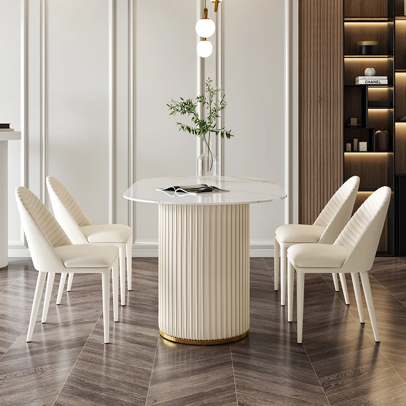 Luxury Modern Dining Room Sets Console Table Gold Oval Living Room Dining Tables White Yemek Masaları Kitchen Furniture TY20XP