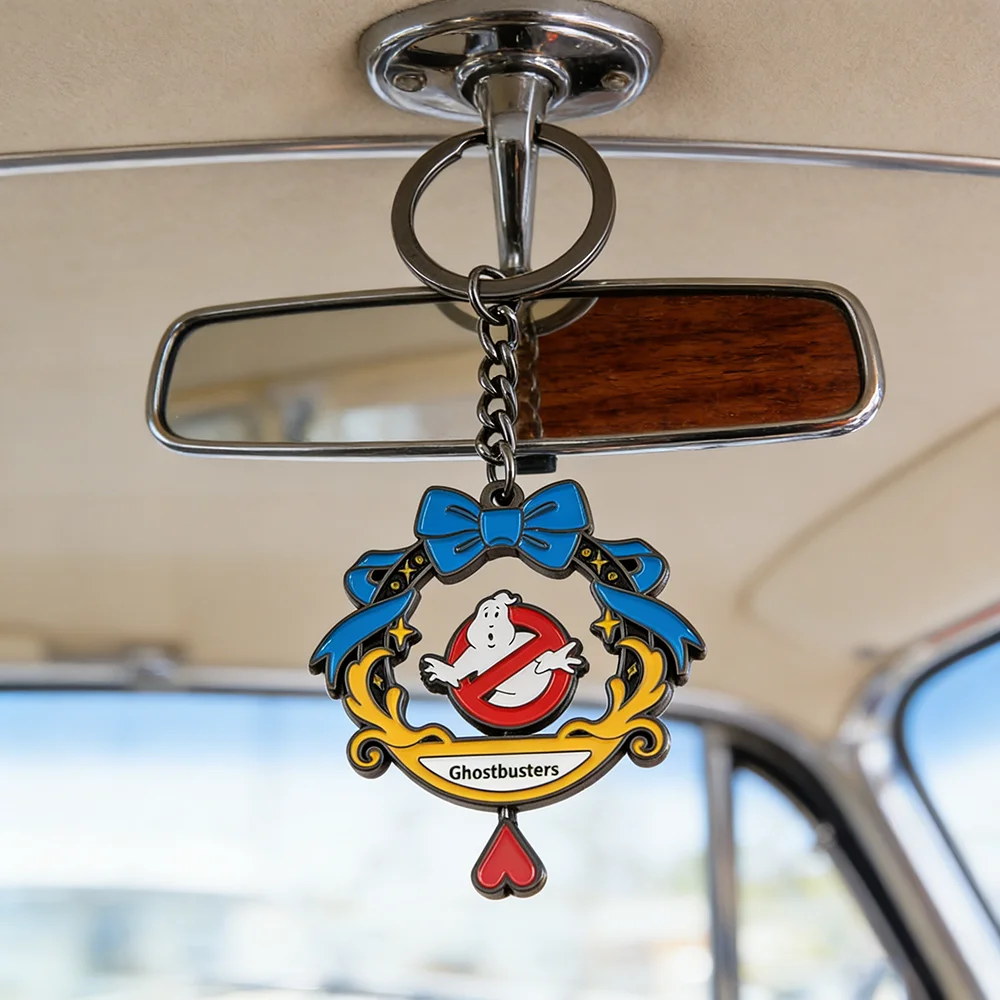 Ghostbusters Spinning Wreath Keychain Fantasy Adventure Movie Merchandise Keyring Cartoon Metal Accessory