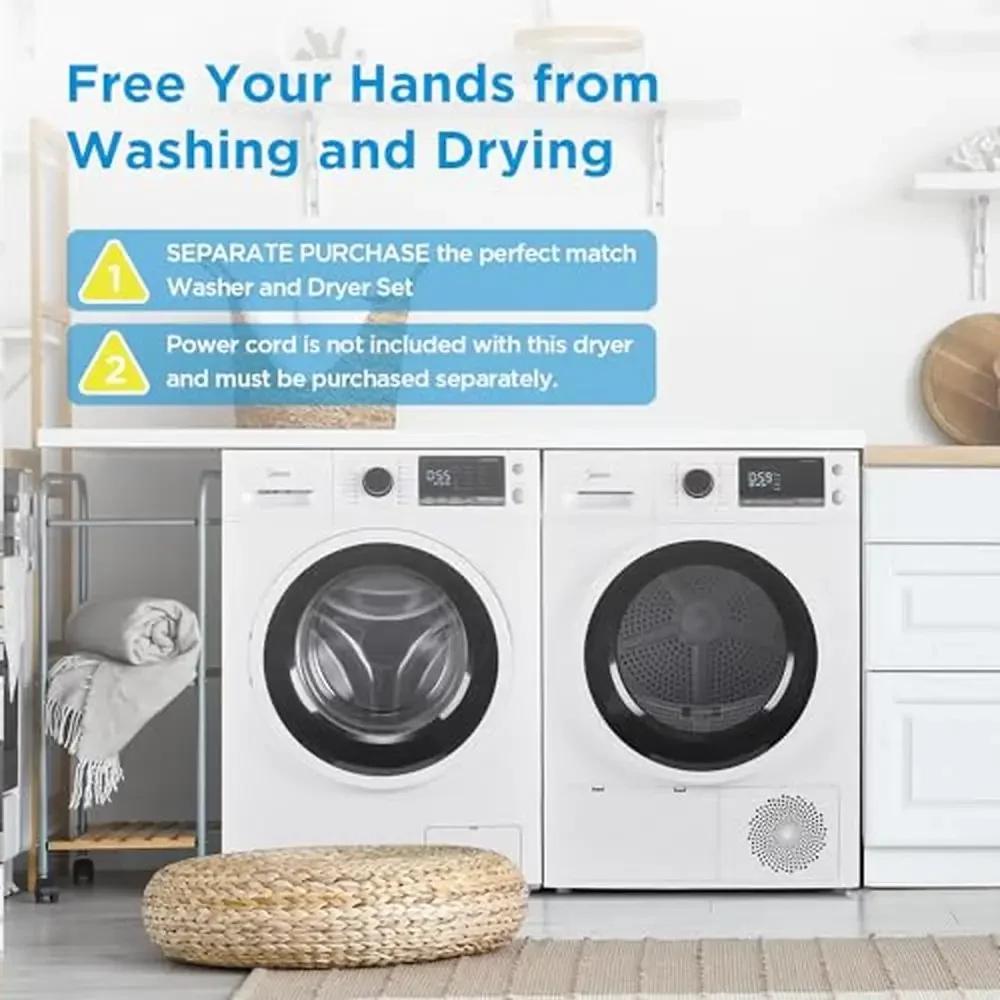 Energy Efficient Ventless Stackable Heat Pump Dryer 4.4 Cu.ft White Reduce Wrinkles Space Saving Smart Drying ENERGY STAR