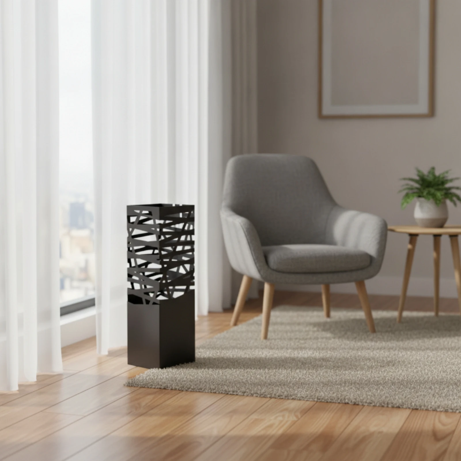 Metal Umbrella Stand Space-Saving Umbrella Stand with Cutout Design Storage Bin Compact Sturdy for Entryway, Hallway