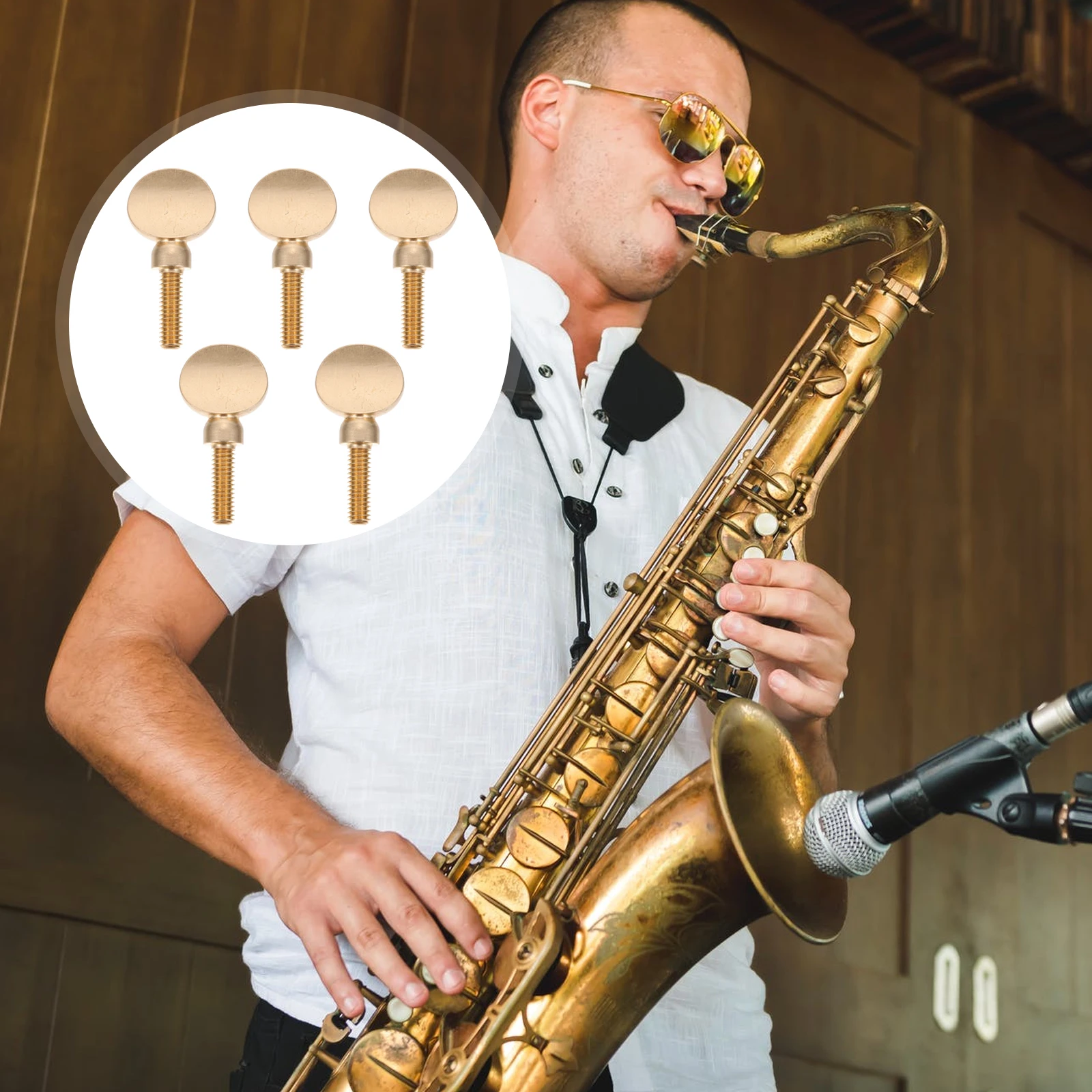 

5 Pcs Saxophone Accessories Brass Lacquered Gold Neck Screw Metal Replacement Part for Saxophone Curved Design Musical