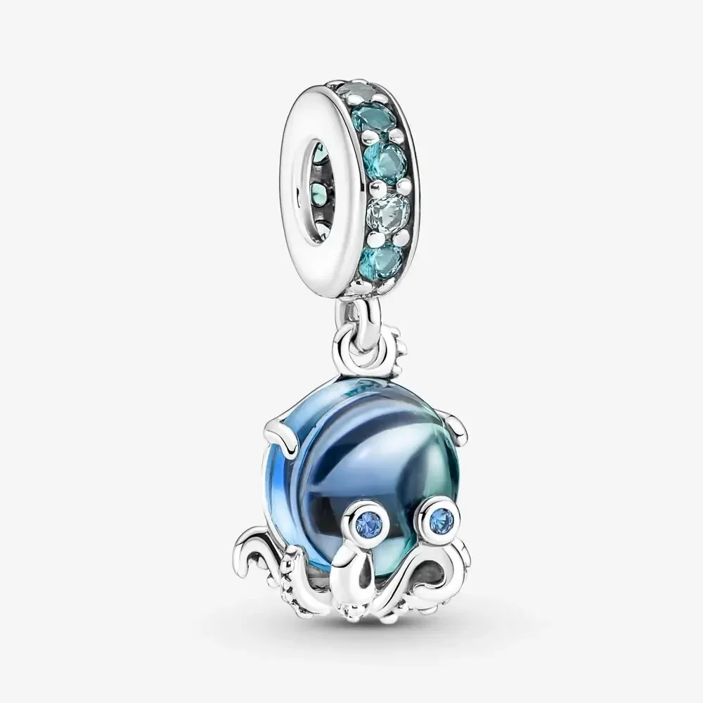 Colgante de plata de ley 925 para pulsera Pandora, abalorio Original con forma de Animal oceánico, Tortuga, pulpo y Estrella, regalo de joyería para mujer