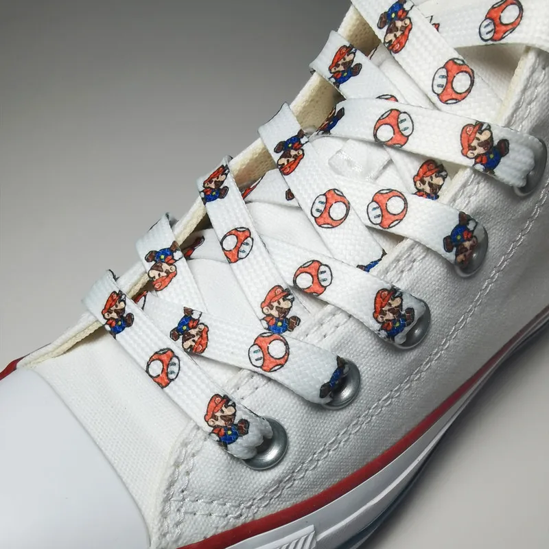 

150cm Super Mario Shoelaces Anime Cartoon Toad Mario Bros Accessory Printed Graffiti Suitable for White Shoes Sneaker Shoelaces