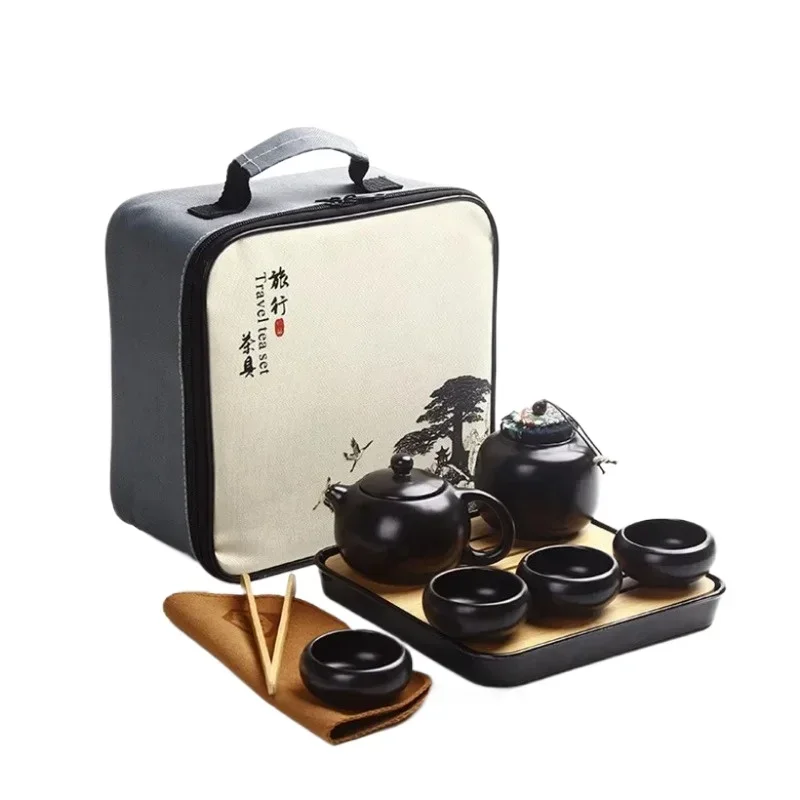 10Pcs Portable Travel Kung Fu Tea Set Ceramic Chinese Teapot Porcelain Teaset Gaiwan Tea Cups of Tea can Pot With Travel Bag