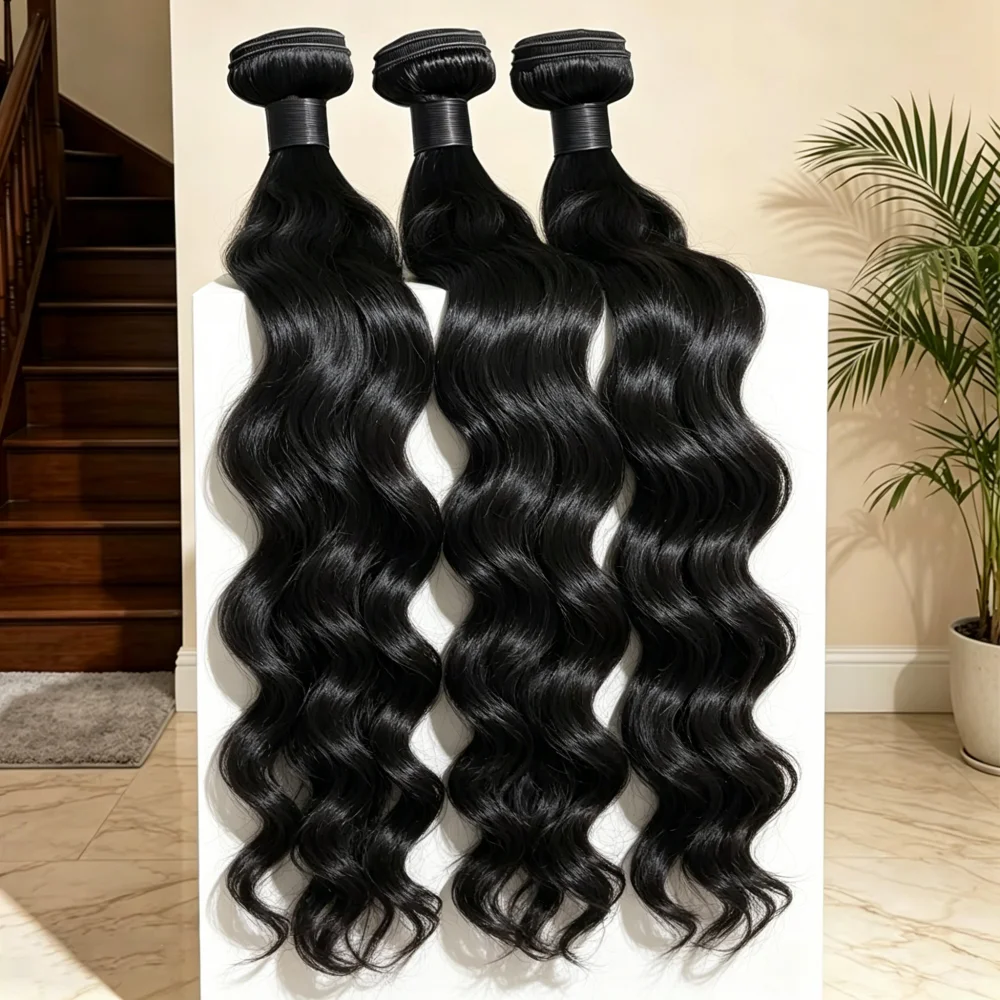 ロングサイズ-30～40インチ-ボディウェーブヘアバンドル-未処理ブラジル産バージンレミーヘア-ダブルドローン-ウェービーウィーブヘアエクステンション