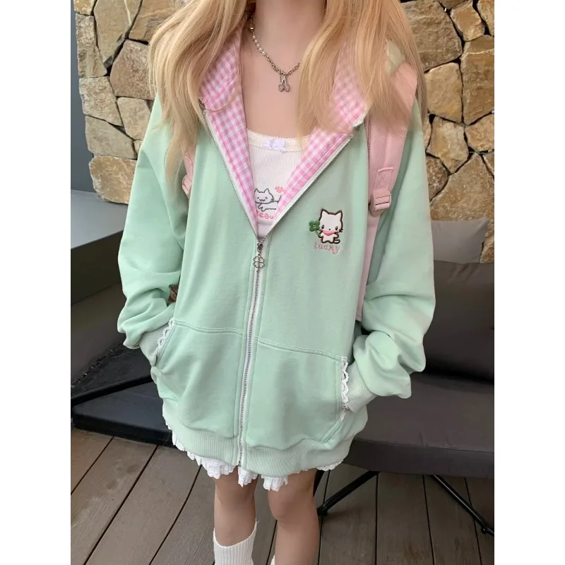 

Японская субкультура, пальто с капюшоном, женская полосатая куртка, кавайная одежда в стиле Лолиты, тонкие толстовки, женская верхняя одежда, винтажный шик