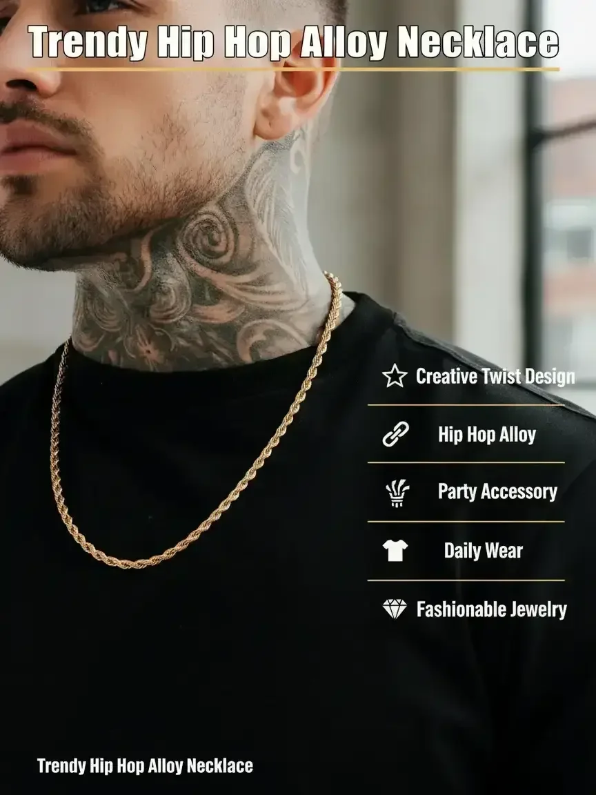 Creative Twist Design Chain Link Necklace for Men, Trendy Hip Hop Alloy Necklace, Fashion Accessories for Party, Daily Clothing Decoration, Chains Necklace