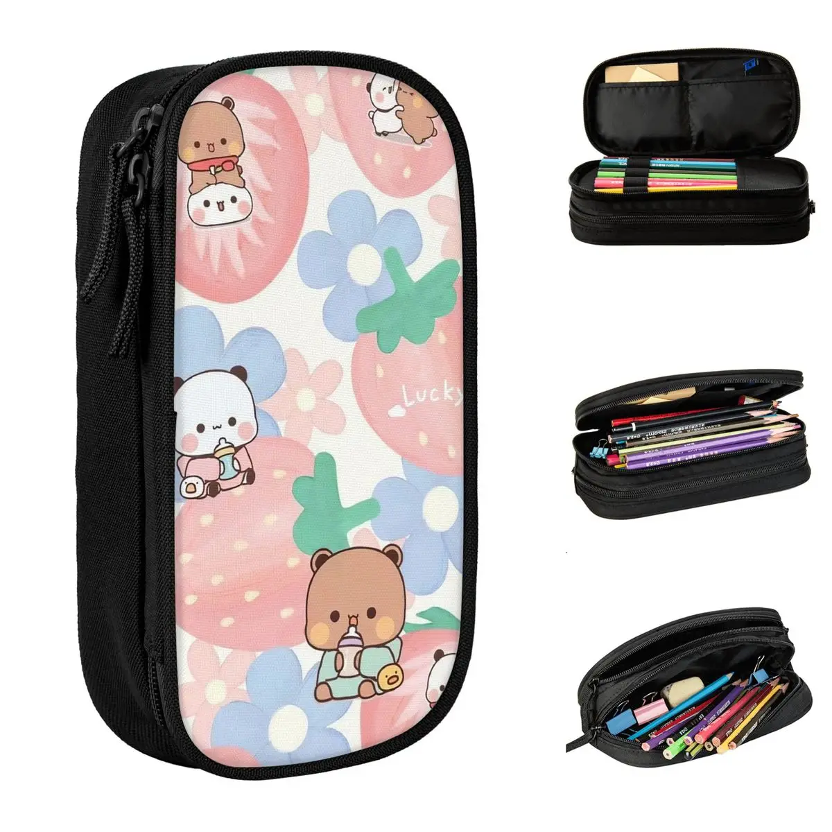 Bubu Dudu Panda Bear Pencil Cases Pencilcases Pen Holder for Girls Boys Large Storage Bag Students School Zipper Stationery