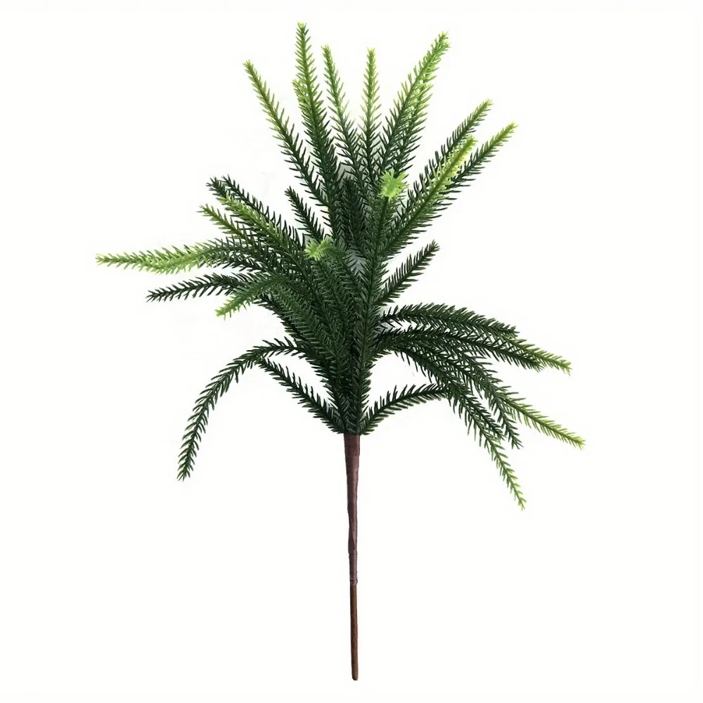 Christmas Norfolk Pine Branches Artificial Green DIY Wreath Faux Norfolk Pine Stems Needles for Xmas Indoor Outdoor Home Decor