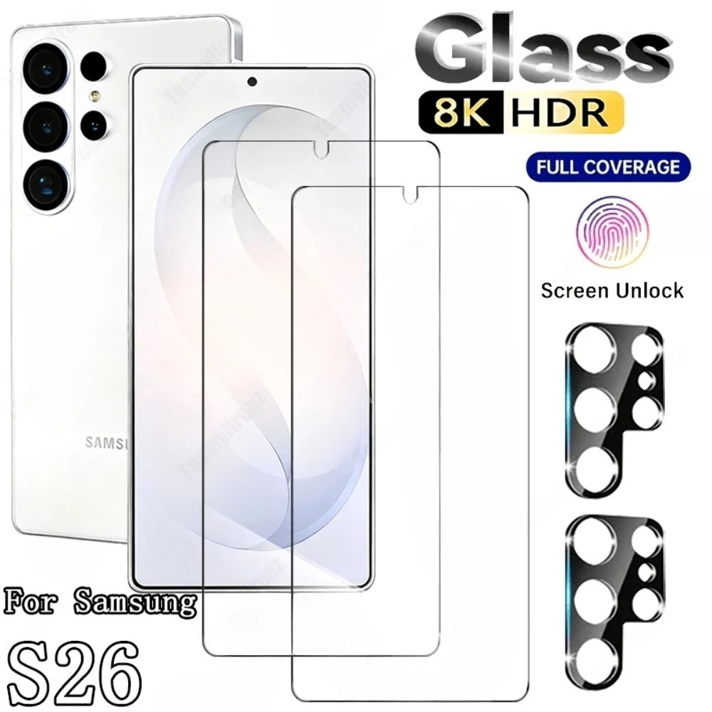 

4-in-1 Ultra Clear Screen Protector for Samsung S26 S25 S24 Ultra S23 S22 S21 Plus S25 S24 S23 FE With HD Camera Lens Protector