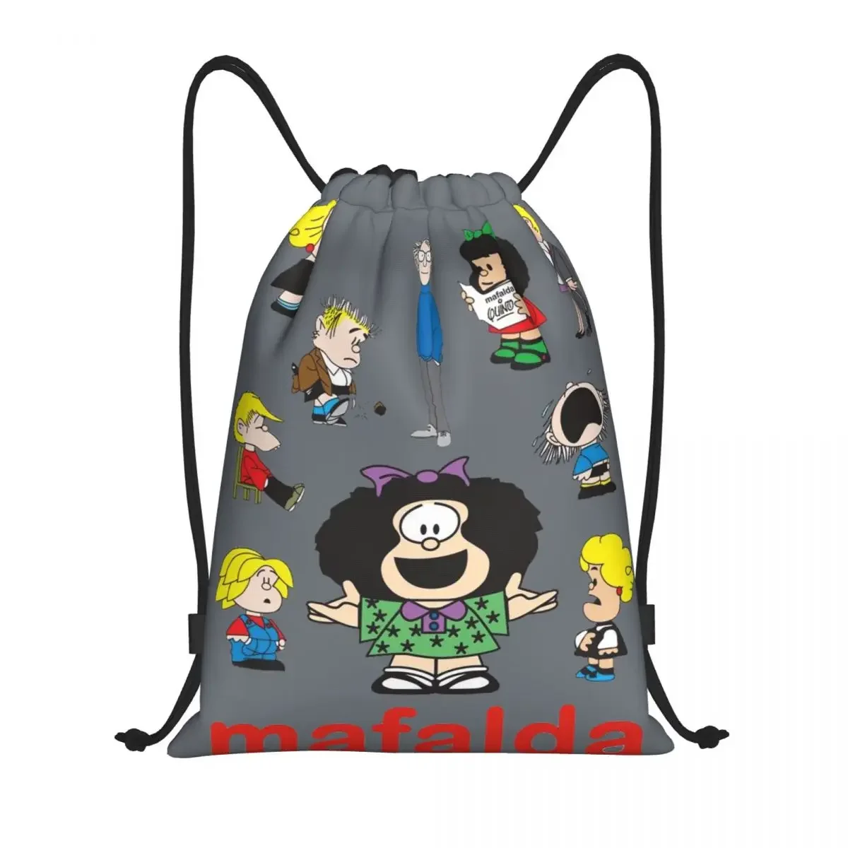 

Custom Cute Mafalda Drawstring Bags Men Women Portable Sports Gym Sackpack Training Storage Backpacks