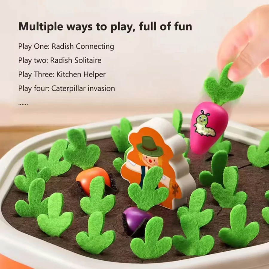 1pcs- Montessori Toys For Toddler Toys Educational Colorful Shape Toy Pull Carrot Set Counting Discouvery Toys For Kids Learning