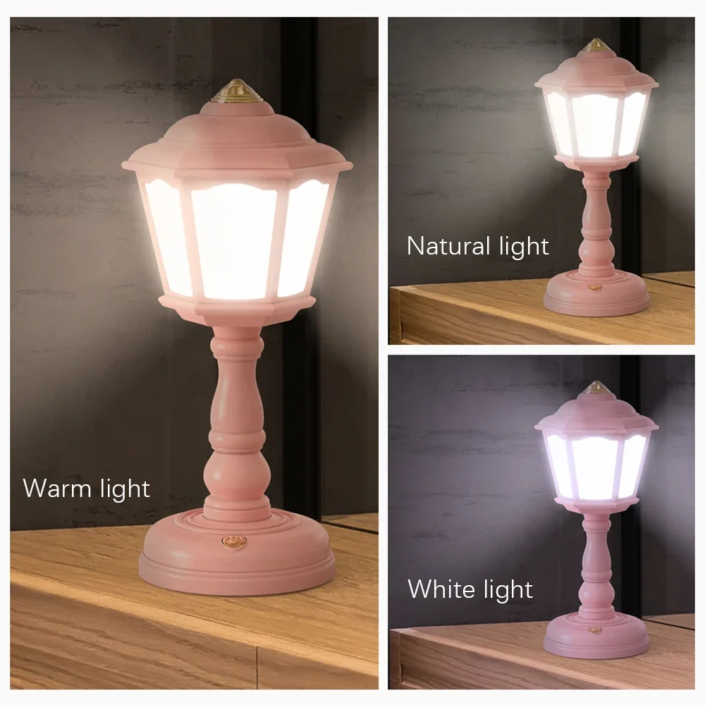 Retro Night Lights, Small Touchable Table Lamp, USB Rechargeable Atmosphere Lighting for Bedroom Kids Study Room Camp Home Decor