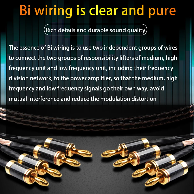 ATAUDIO HiFi Speaker Audio Cable 1 Pair 7N OCC 4 Points 4  Audio Cable for Amplifier Speaker with Banana Plug