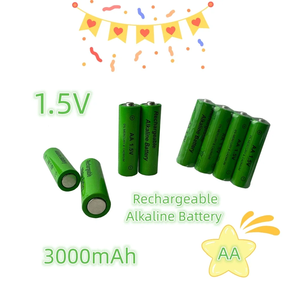 리모컨 전자 장난감용 AA 충전식 알카라인 배터리, LED 조명 면도기 라디오, 1.5V, 3000mah, 신제품