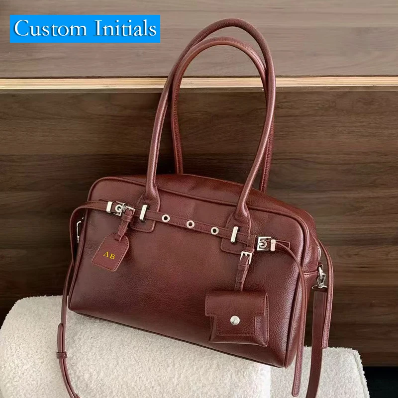 

Custom Initials Boston Pillow Bags For Women Luxury Designer Handbags And Purses 2025 New In PU Belt Buckle Decoration Shoulder