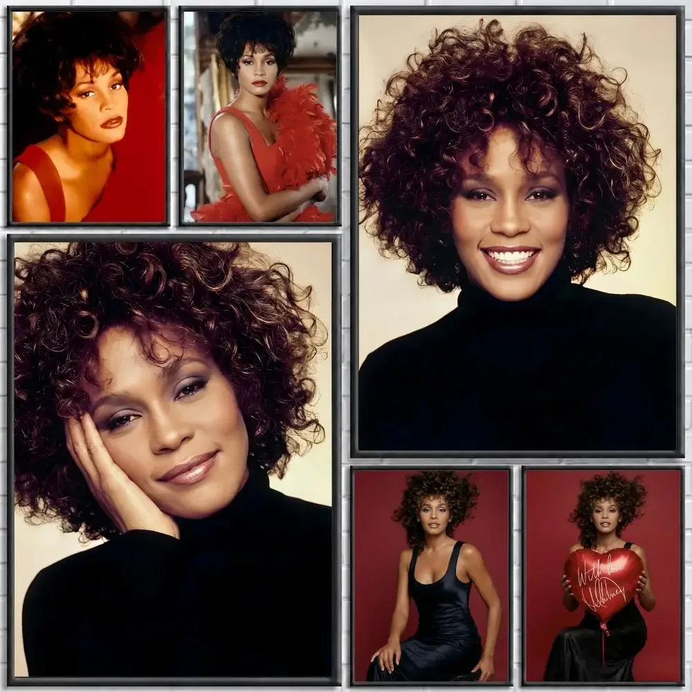 Singer Whitney Houston Poster Poster Wall Sticker Waterproof Self Adhesive HD Art Bedroom Bar Decor