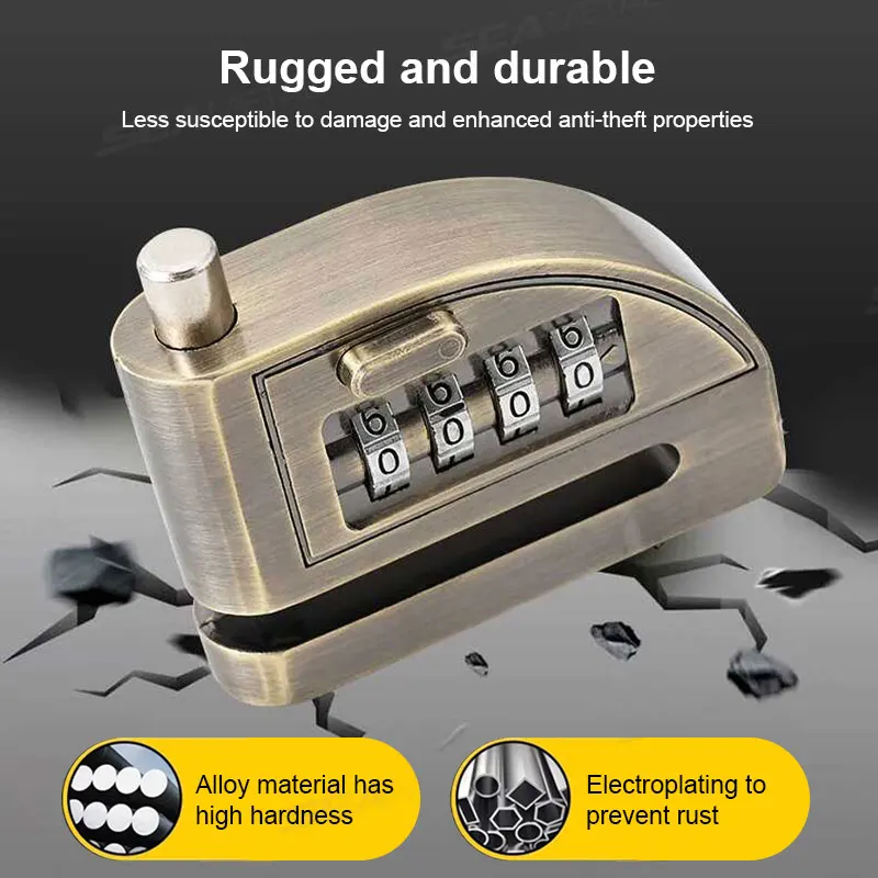 SEAMETAL Motorcycle Password Disc Brake Lock Anti-pry Disc Lock Waterproof Rust-proof Electric Bike Anti-theft Lock Accessories view 2
