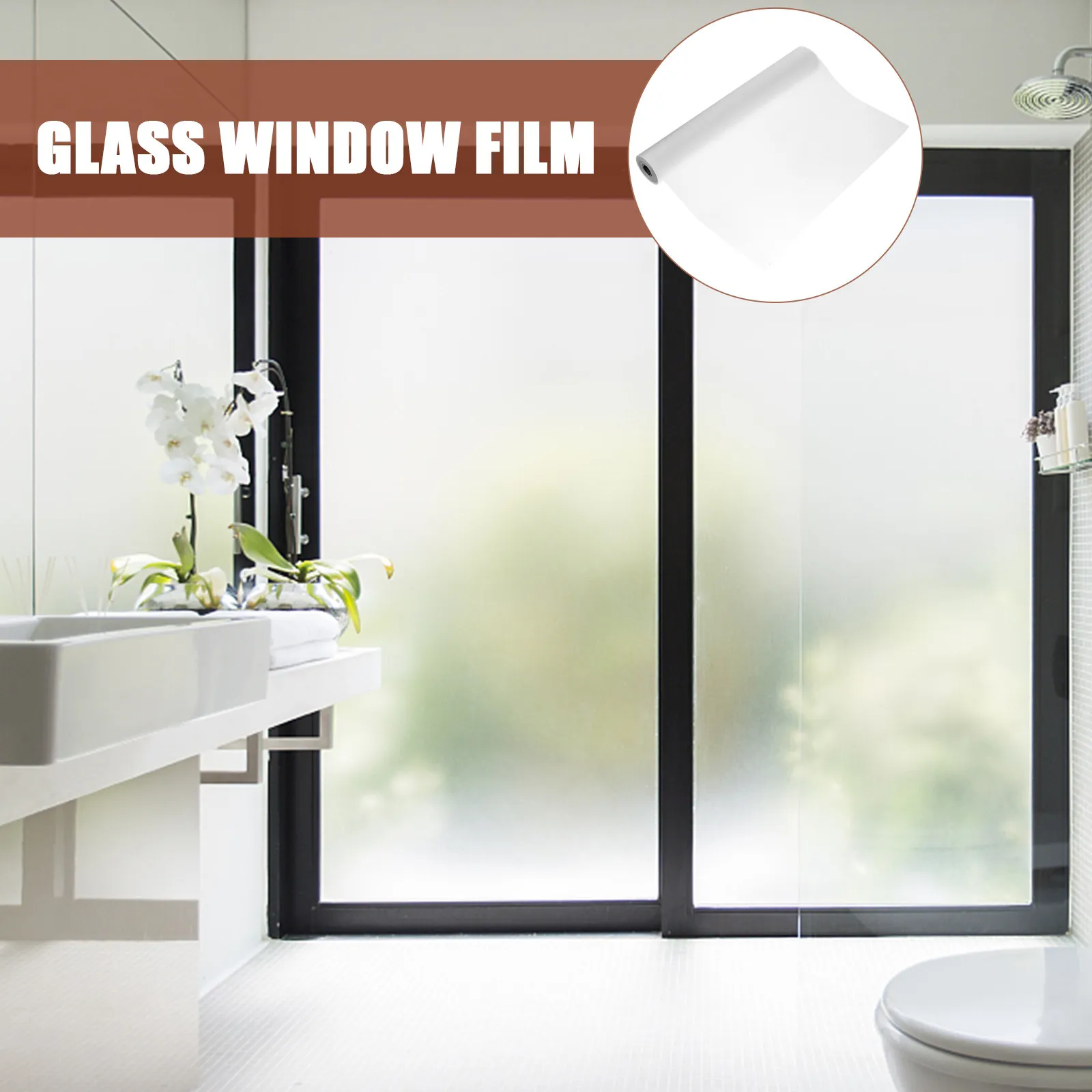 1 Roll Frosted Window Film Privacy PP Material Static Cling No Glue Glass Sticker Heat Uv Blocking Privacy Film for Bathroom