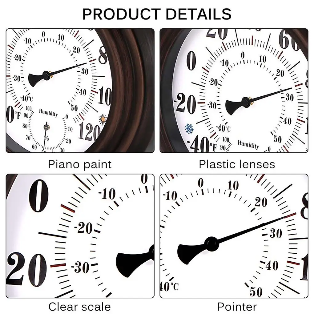 Thermometer Hygrometer Decoratieve Opknoping Antieke Fahrenheit Binnen Luchtvochtigheid Buiten Geen Batterij Muur Instrument