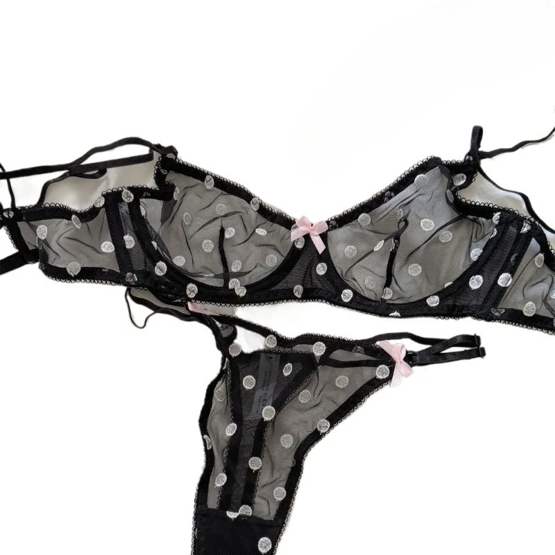 Ensemble de lingerie transparente ultra-fine en maille française, soutien-gorge minimisateur push-up pour poitrine généreuse, anti-affaissement, grandes tailles BANERDANNI