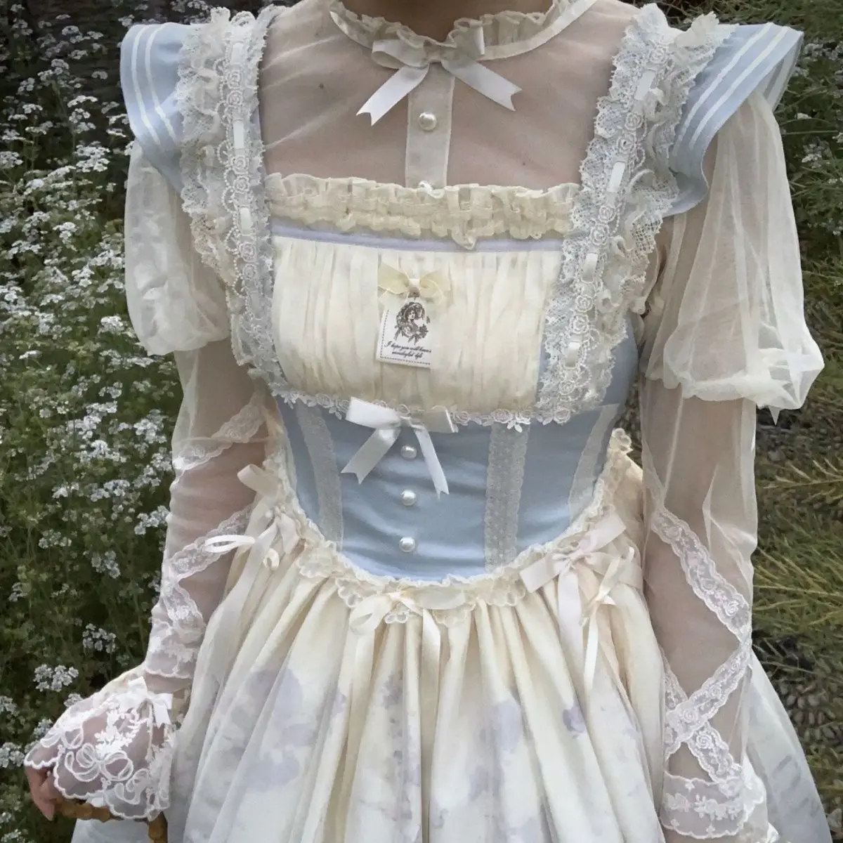 Lolita Dress JSK Fairy Full autunno/inverno Dream Doll Bow Lace Ruffled Kawaii Princess Dress viola blu