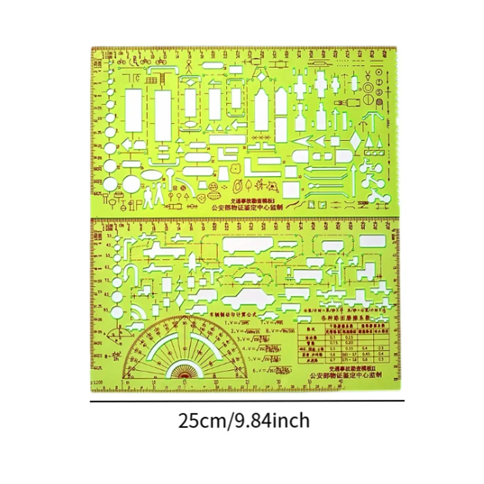 2x Traffic Accident Drawing Ruler Marking Drafting Stencil Accident Symbols