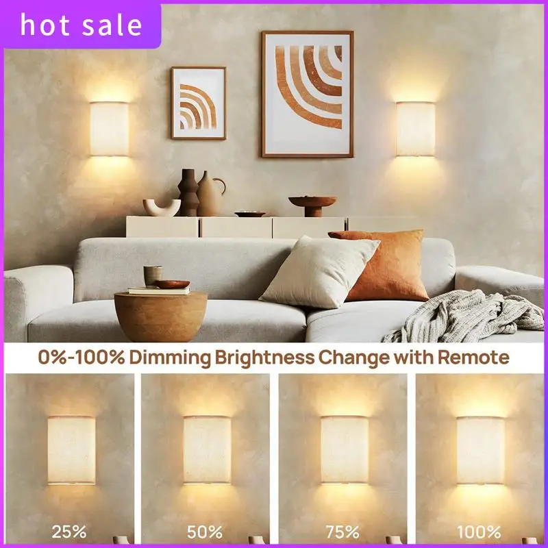 

Magnetic Wireless Lamp Set RGB Colors Dimmable With Fabric Linen Shade And Remote, Lighting 2Pcs