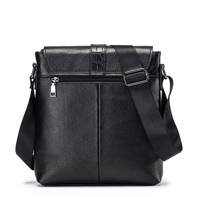 Men Genuine Leather Shoulder Bag Crocodile Pattern Casual Crossbody Messenger Bag