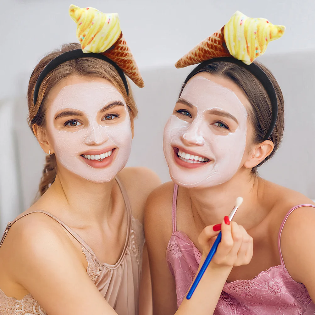 2 Pcs Ice Cream Headband Hair Decorations for Women Cosplay Washing Face Headbands Fabric Spa Party