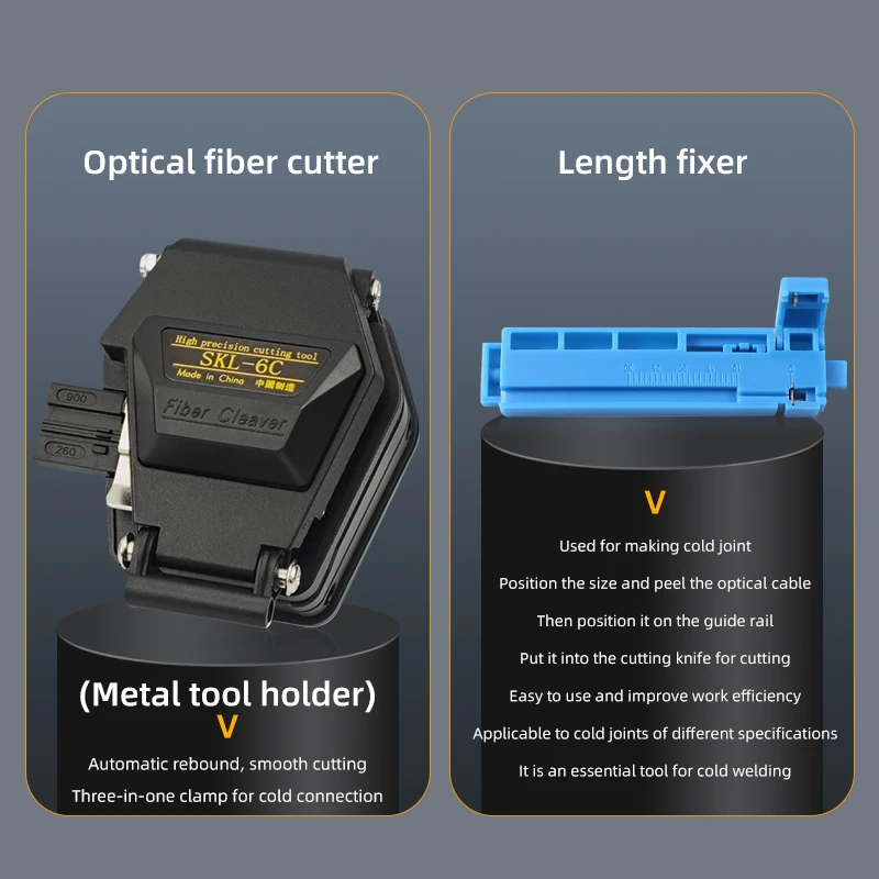 BYXGD FTTH Fiber Optic Tool Kit with 6C Cleaver, Optical Power Meter & VFL, Cold Splicing Kit for SC/LC Connectors