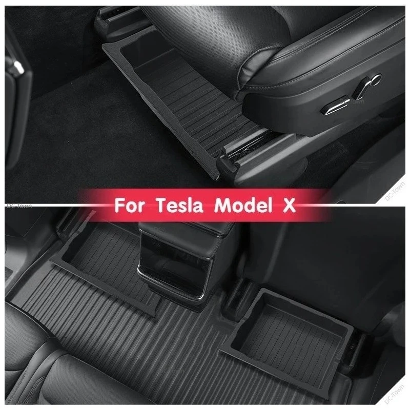 Für Tesla Model X Unter-Sitz-Aufbewahrungsbox Auto-Innenausstattung TPE Schubladenartiger Organizer Untere Aufbewahrungsbox 2023-2024
