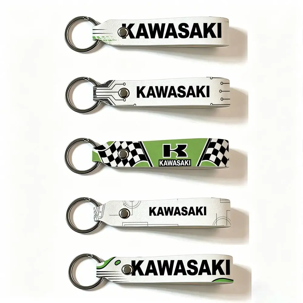 Für KAWASAKI MOTO PU-Leder Schlüsselanhänger Minimalistischer Schlüsselhalter Langlebiger Schlüsselorganizer Autoschlüsseltasche Zubehör Geschenk