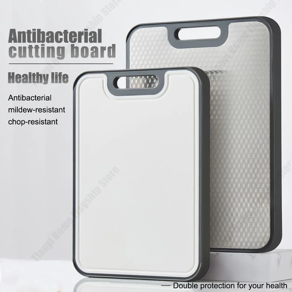 

Антибактериальная разделочная доска, утолщенная двухсторонняя разделочная доска для дома и кухни, устойчивая к царапинам тестовая доска из нержавеющей стали