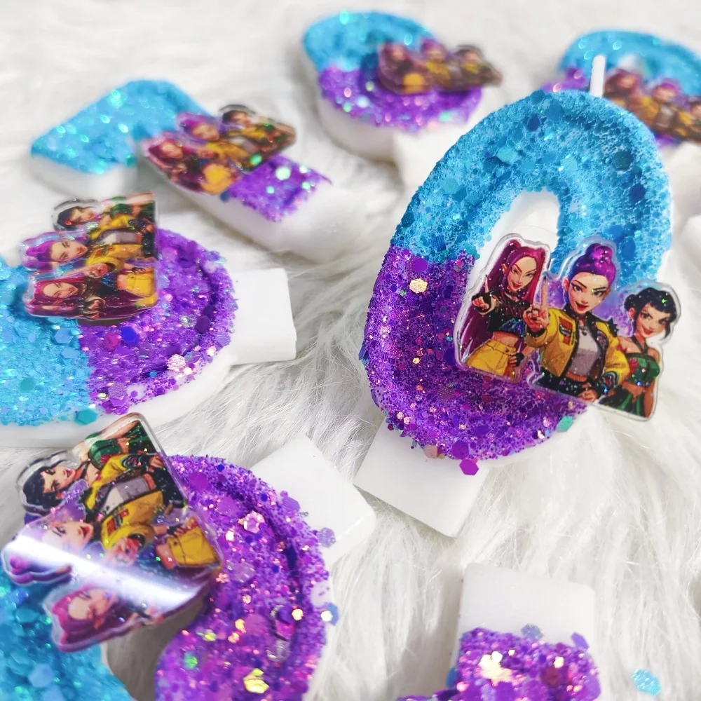 Kpop Demon Hunters Theme Candle 3D Number 0-9 Kids Birthday Cake Decoration  Baby Shower Anime Party Accessories Supplies