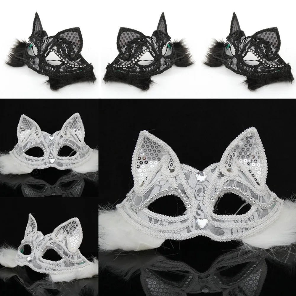 Black Cat Eye Mask para senhoras e meninas, renda misteriosa, luxo, maquiagem veneziana, bola, sexy, adequado