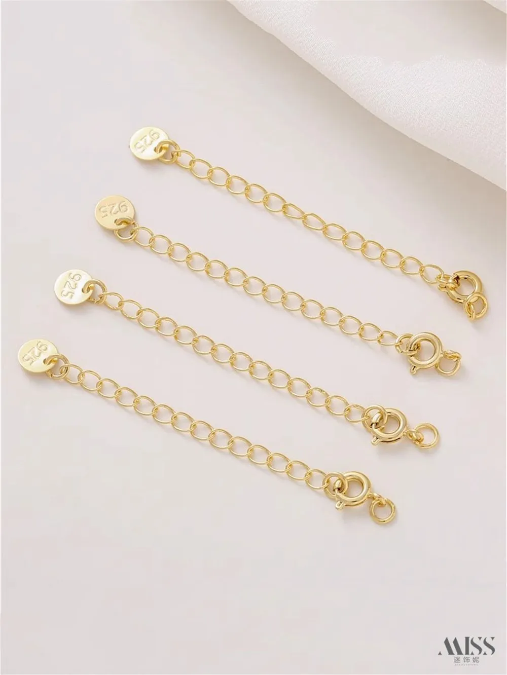 14K Gold-wrapped Water Drop Love Adjustment Chain Tail Chain DIY Bracelet Necklace Extension Chain Spring Buckle Link Accessorie