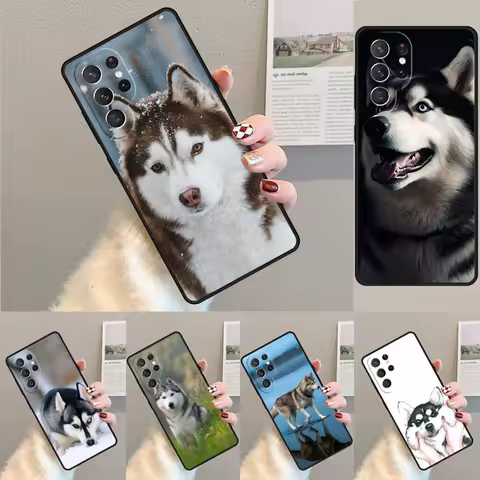Cover For Samsung Galaxy S24 S25 Ultra S21 S22 Note 10 20 lite Plus FE S23 Alaskan Husky Dog Cute Puppy Phone case Coque