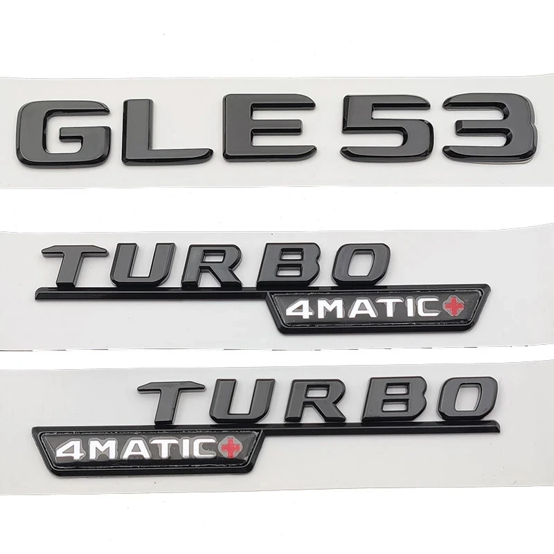 

3D ABS Letters Car Fender Rear Trunk Badge Sticker Logo GLE53 Turbo 4MATIC Emblem For Mercedes GLE 53 AMG W167 W166 Accessories