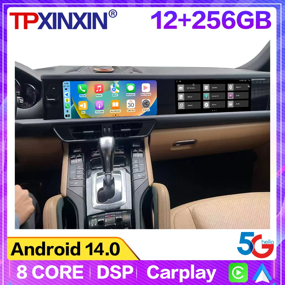 

Автомобильное радио Android Auto Carplay для Porsche Cayenne 2011-2017, стерео 24,6-дюймовый двойной экран, второй пилот, головное устройство с GPS-навигацией для пассажиров