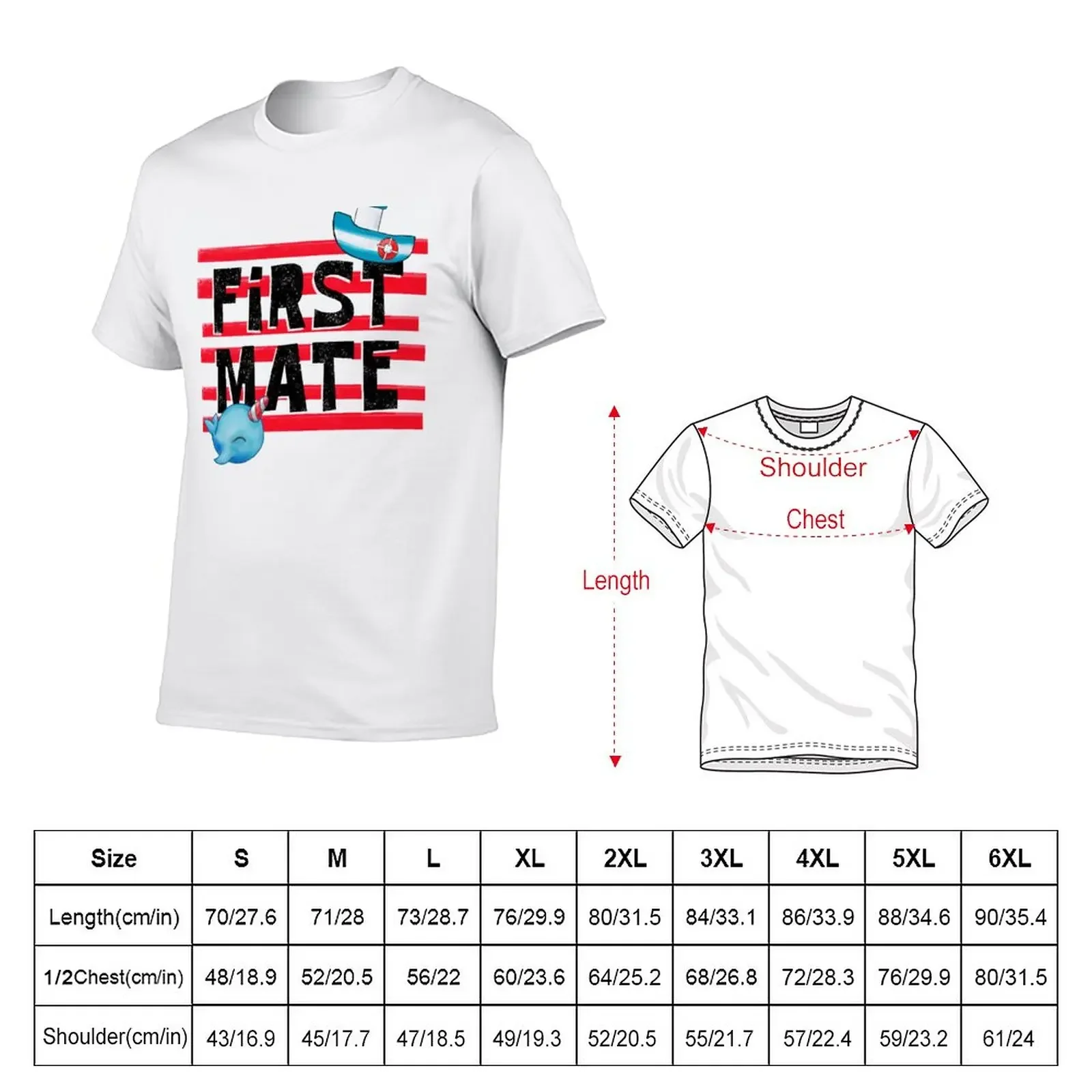 New First Mate Salior and Narwal T-Shirt graphics t shirt Blouse Aesthetic clothing oversized t shirts for men