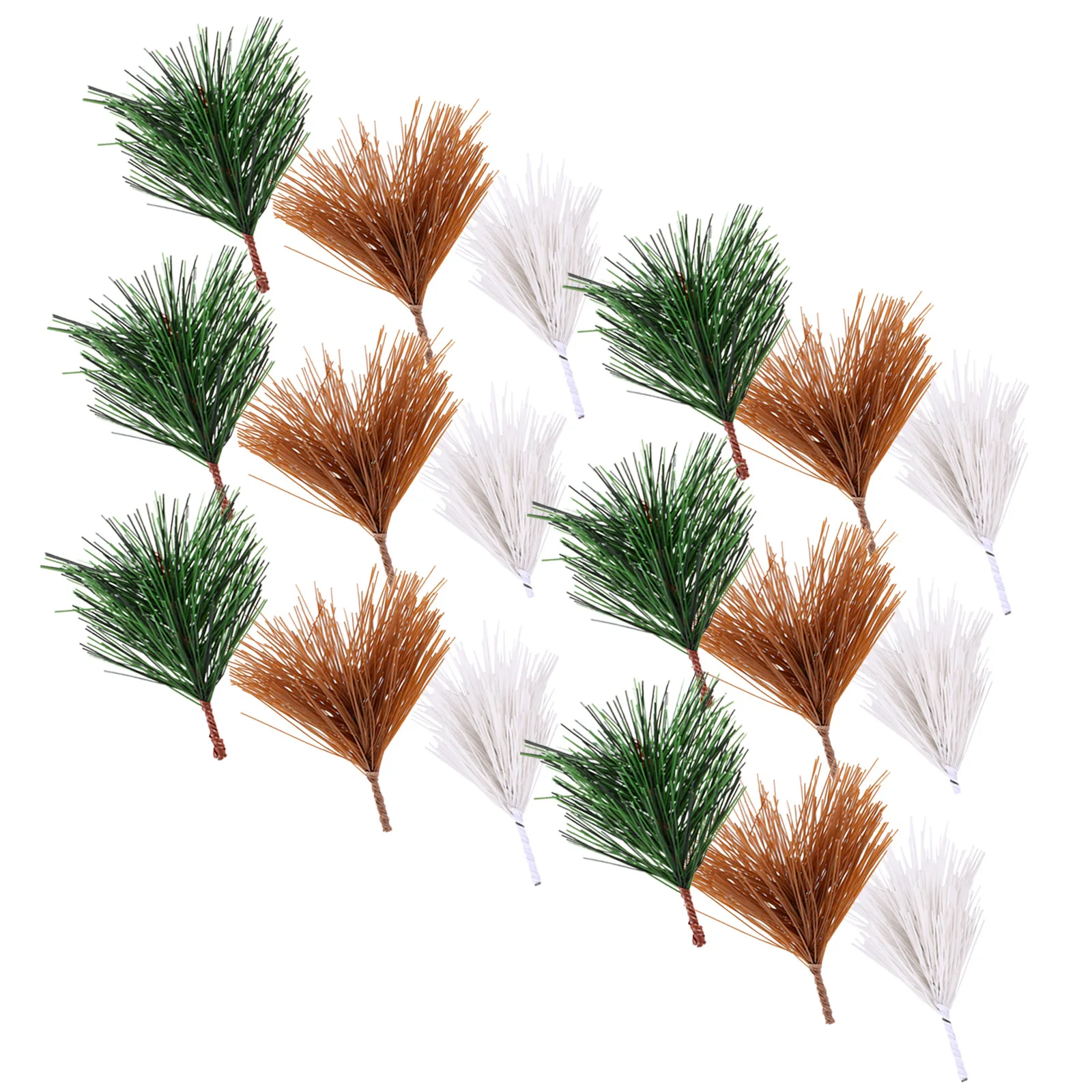 

30pcs Simulation Pine Branches Colorfast Diy Supplies For Christmas Wedding Party Decor Photo Props Artificial Green Brown
