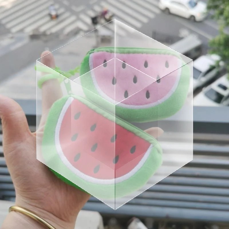 Plush Fruit Slice Portable Coin Purse Soft Waterproof Lining Zipper Pouch with Keychain for Outdoor Picnic Small Item Storage