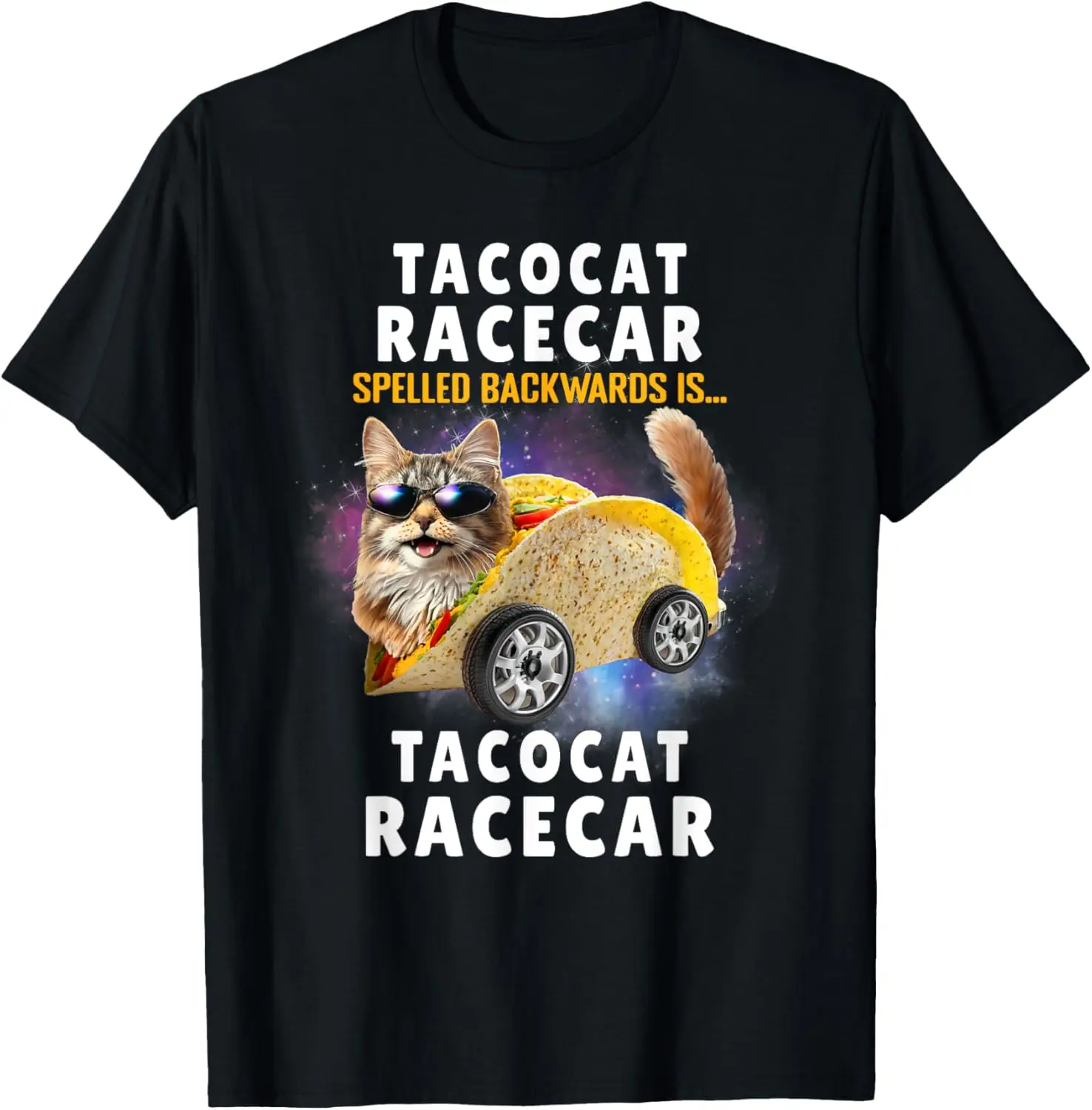 

Футболка Tacocat Racecar Spelled Backwards с забавным мексиканским автомобилем и котом тако
