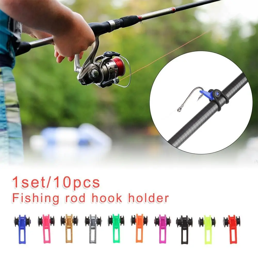 10 Colors Plastic Fishing Rod Hook Holder Fishing Jig Hooks Secure Keep Rubber Ring Bait Holder Fish Tackle Fishing Accessories