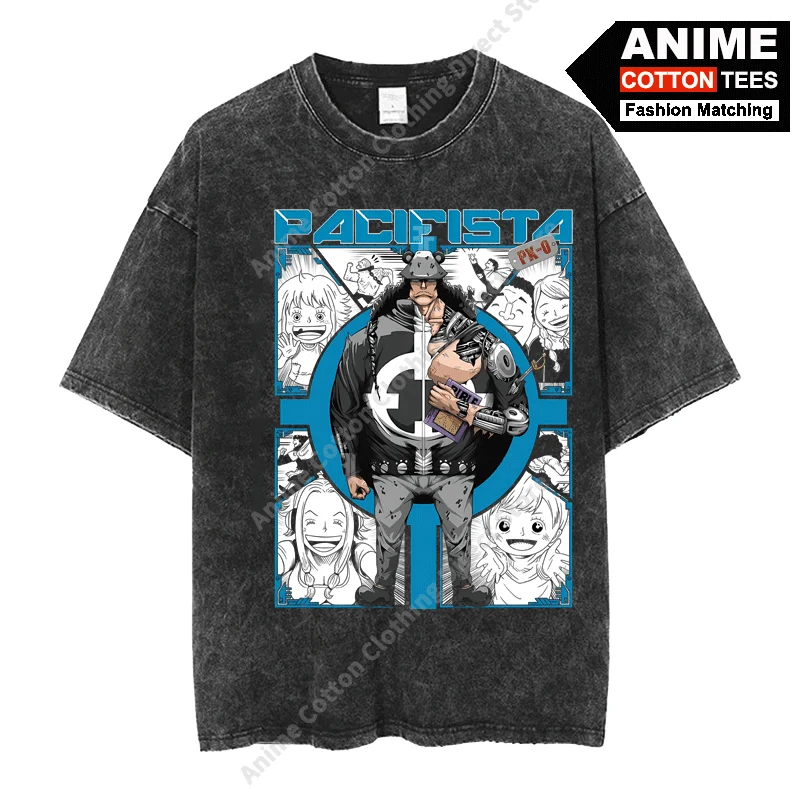 

Футболка с принтом аниме One Piece - Kuma y2k Harajuku Street style Мужские/Женские повседневные топы с короткими рукавами Хлопковые винтажные свободные футболки