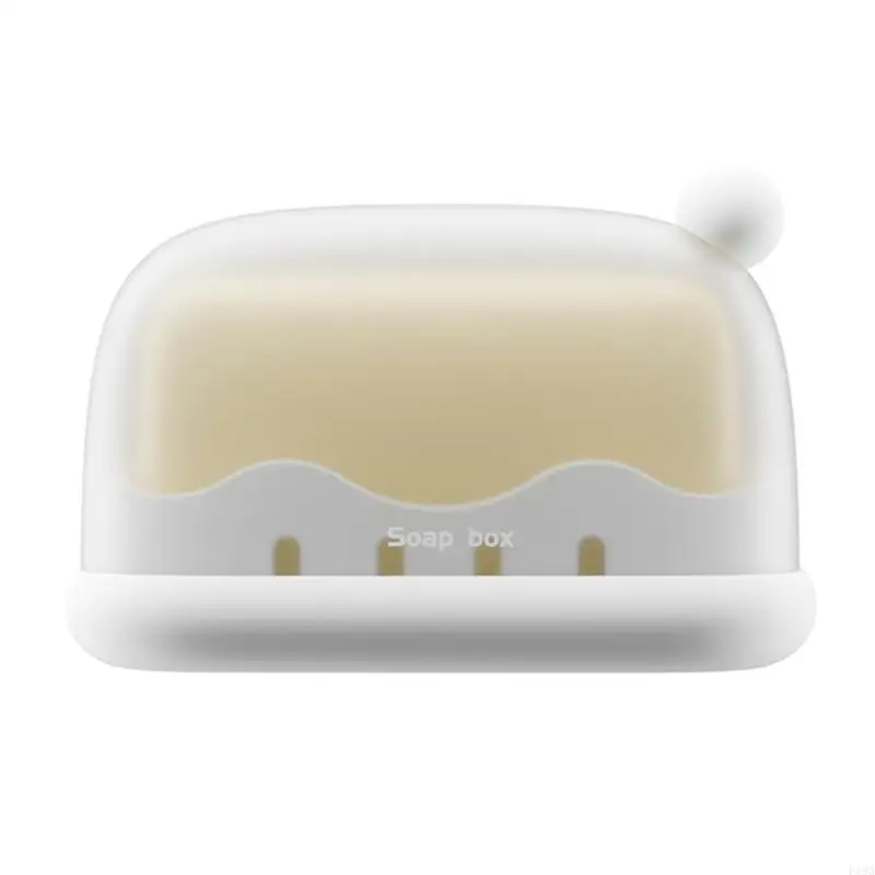 F19B Soap Container Box With Draining Base Keep Soap Dry Travel Soap Holder Soap Dish For Household Bathroom Countertop Use